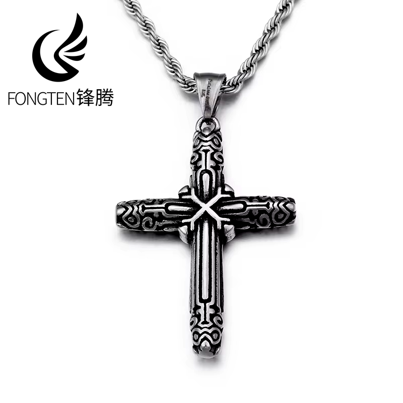 Men Accessories Bd - Fongten ريترو الصليب نعمة قلادة قلادة