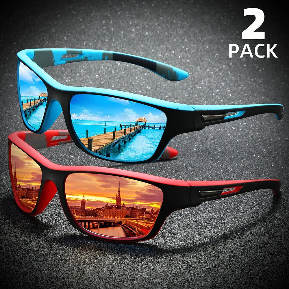 Sunglasses Polarized Men - قطعتان من النظارات الشمسية المستقطبة الملتفة