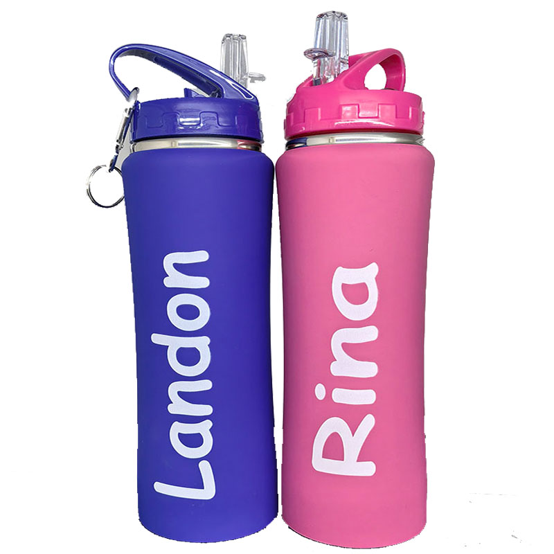 Flask Stainless Steel - زجاجة مخصصة مع صورة ونص واسم،