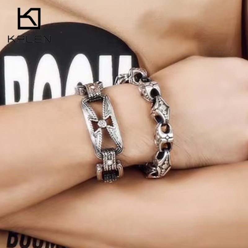 Men Accessories Bd - KALEN الشرير الصليب سوار الرجال الفولاذ