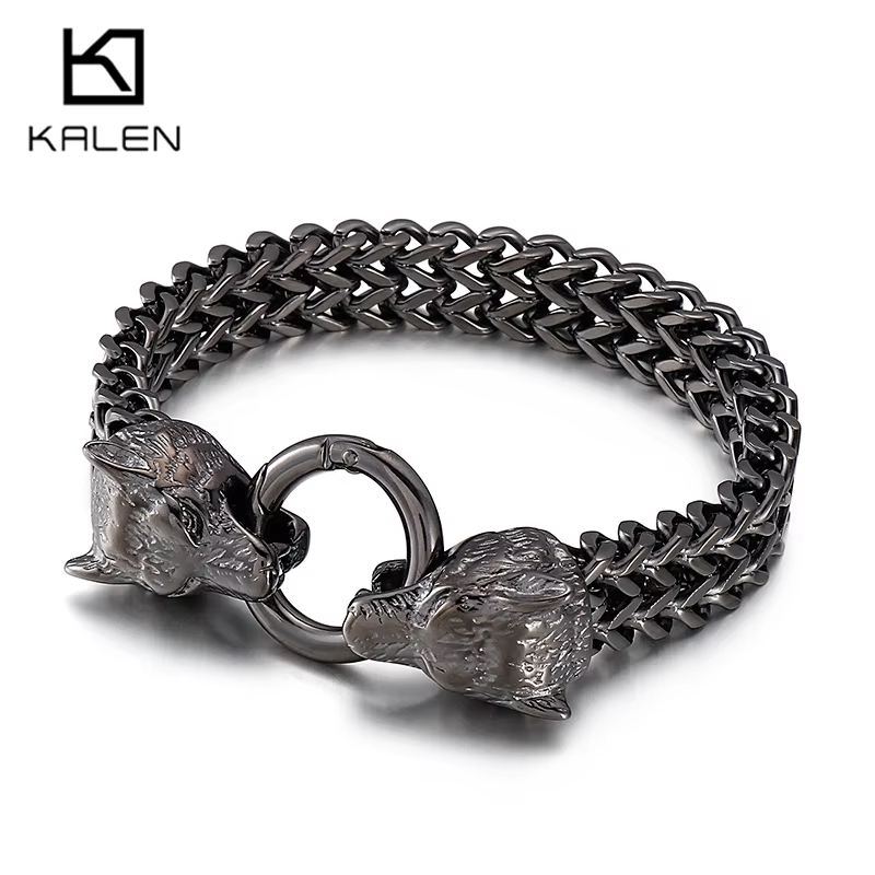 Men Accessories Bd - سوار كالين 19-23 سم بتصميم ذئب