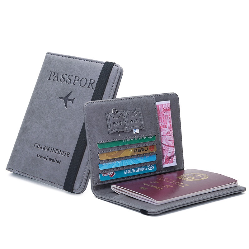 Passport Wallet Rfid - شريط مطاطي غطاء جواز سفر جلدي