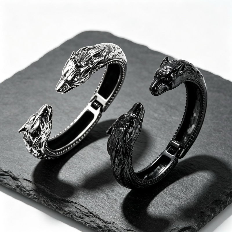 سوار رجالي بتصميم رأس ذئب مزدو - مراجعة Men Accessories Bd وسعره