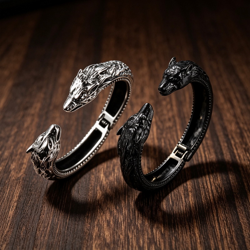 سوار رجالي بتصميم رأس ذئب مزدو - مراجعة Men Accessories Bd وسعره