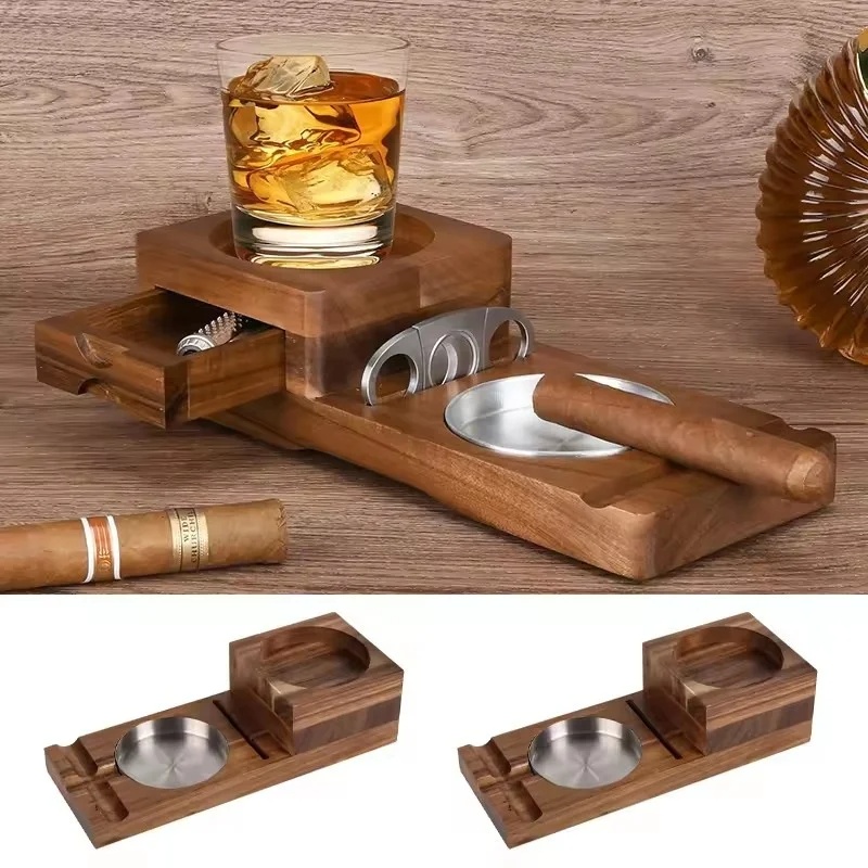 منفضة سجائر سيجار خشبية مع درج - مراجعة Men Accessories Drawer وسعره