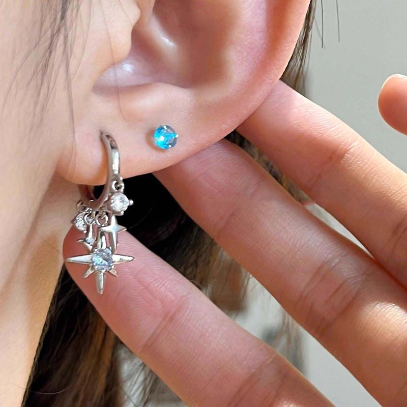 جديد Y2K الأزرق الزركون ستار ش - مراجعة Men Accessories Sale وسعره