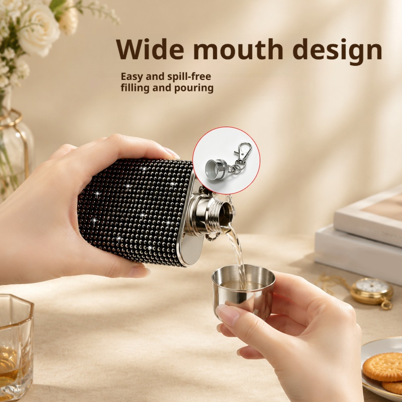 قارورة جيب محمولة مزينة بأحجار - مراجعة Flask Stainless Steel وسعره