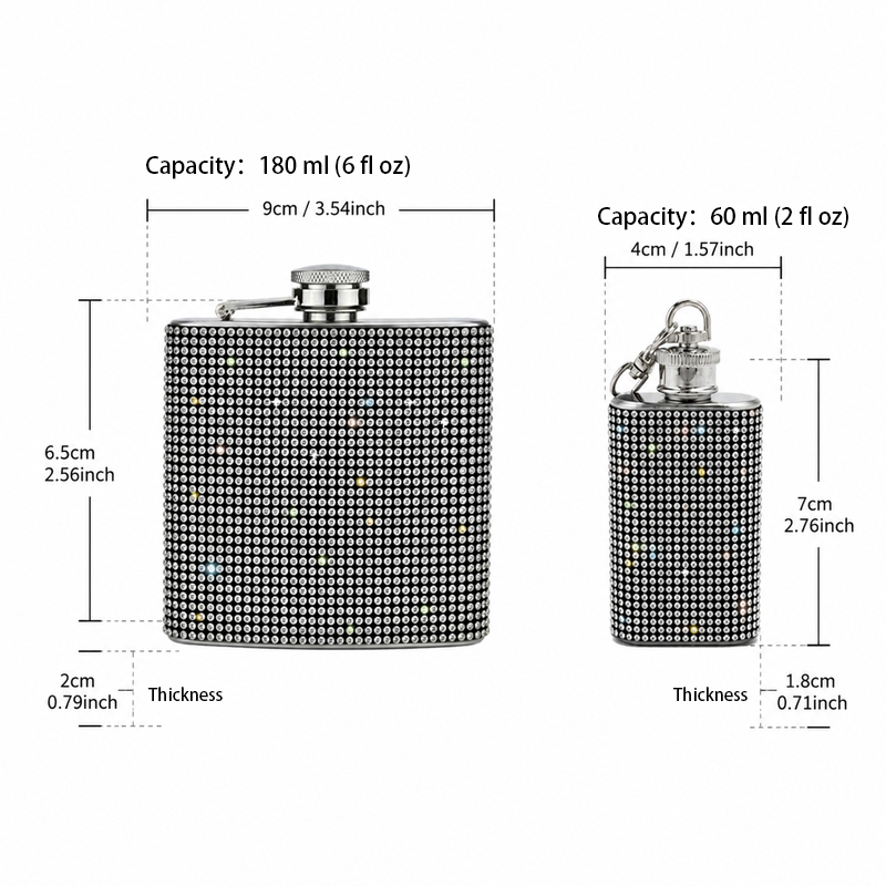 قارورة جيب محمولة مزينة بأحجار - مراجعة Flask Stainless Steel وسعره